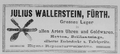 Wallersteinanzeige in Schmittner's Adreß und Geschäfts-Handbuch von Fürth 1893