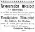 Werbeanzeige "Restauration Ofenloch", August 1900