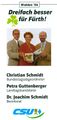 CSU-Wahlkampfflyer mit MdB Christian Schmidt, MdL Petra Guttenberger und StR &amp; BR Dr. Joachim Schmidt, 1998