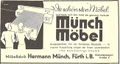 Historische Werbeanzeige von Möbel Münch, 1935 (vermutlich Hausnummer falsch)