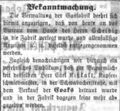 Zeitungsanzeige der Gasfabrik, Dezember 1858 <span class="smw-highlighter" data-type="8" data-state="inline" data-title="Hinweis" title="Erstellungsdatum: Dezember 1858Lizenz: noc-nc-1.0"><span class="smwtticon note"></span><span class="smwttcontent">Erstellungsdatum: Dezember <!--LINK'" 0:24--><br>Lizenz: noc-nc-1.0</span></span>