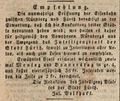 Werbeannonce für das "Intelligenzblatt der Stadt Fürth", 1835
