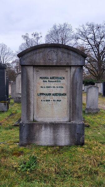 Datei:Grab Minna Auerbach, geb. Rosenblüth, Lippmann Auerbach.jpg