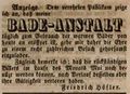 Zeitungsannonce des Badeanstaltbesitzers , April 1844