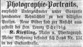 Zeitungsanzeige des Porzellanmalers und Photographen <a class="mw-selflink selflink">Konrad Kießling</a>, Oktober 1855