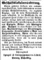 Zeitungsanzeige des Fabrikanten <!--LINK'" 0:11-->, Mai 1864