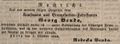 Zeitungsanzeige von Rebecka Benda, Witwe des Bronzefarbenfabrikanten <!--LINK'" 0:4-->, Oktober 1844