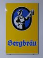 Emailschild der Bergbräu als Wanddeko.