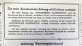 Anzeige für das erste Erscheinen der Nürnberger Nachrichten in Fürth, Okt. 1945