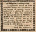 Zeitungsanzeige des Wirts <a class="mw-selflink selflink">Christian Kimmel</a> bzgl. Wirtschaftseröffnung, November 1849