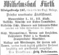 Werbeanzeige "Wilhelmsbad Fürth", August 1900