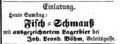 J.L. Böhm bietet Fisch und Lagerbier, Fürther Tagblatt 9. November 1867