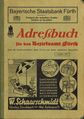 Adressbuch Bezirksamt Fürth 1938 - Buchtitel<br/>(enthält auch die 1972 eingemeindeten Orte Bislohe, Braunsbach, Herboldshof, Sack, Stadeln, Steinach und Vach)