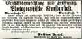 Anzeige des Fotografs Matthäus Reichel im Fürther Tagblatt vom 7. Dez. 1884