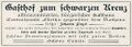 Werbeannonce "zum schwarzen Kreuz", Juli 1898