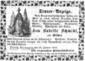 Traueranzeige für Babette Schmidt (2. Ehefrau) vom 29. Januar 1870