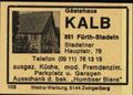 Zündholzschachtel-Etikett des ehemaligen Gästehaus Kalb, um 1988