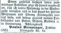 Zeitungsanzeige von P. Breuninger bzgl. Umzug in die Liliengasse, Juli 1869