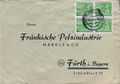 Rück-Umschlag zur Fa. Fränkische Pelzindustrie Märkle & Co., damals noch Kronacher Str. 67, gel. am 14. Dezember 1951