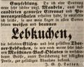Zeitungsannonce des Lebküchners J. G. H. Lotter, November 1844
