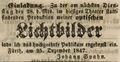 Ankündigung des Mechanikers <!--LINK'" 0:38--> zur Vorstellung seiner "optischen Lichtbilder", Dezemer 1847