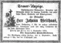 Traueranzeige für Johann Weithaas vom 2. September 1874