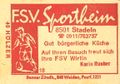 Zündholzschachtel-Etikett der Gaststätte F.S.V. Sportheim, um 1965