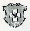Logo der Schutzbrillenfabrik Fürth und optische Industrie-Anstalt Chr. Kraus in der Theaterstraße 49, ca. 1950
