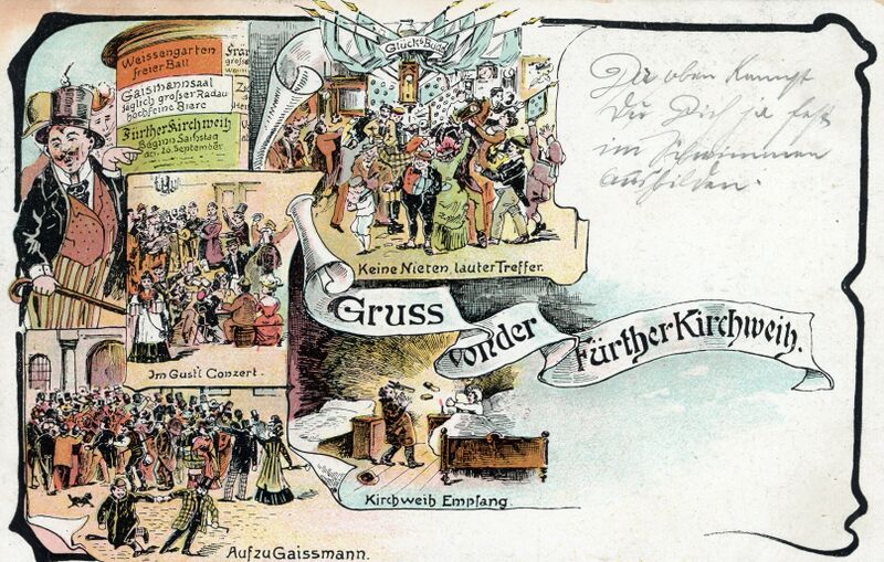 Datei:AK Kirchweih gel 4 Okt 1909 Geismann-Saal.jpg