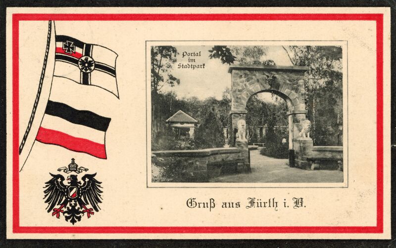 Datei:AK Stadtpark Reichsflagge gel 19 Okt 1915.jpg