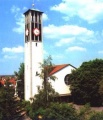 Christuskirche Stadeln -Außenansicht-, historische Postkarte, um 1980