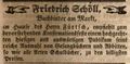 Zeitungsannonce des Buchbinders <!--LINK'" 0:15-->, Februar 1850