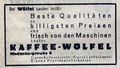 Anzeige der Bäckerei Wölfel in der Hindenburgstraße 6, 1937