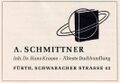 Werbeanzeige der Buchhandlung / Verlag A. Schmittner, 1962