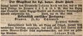 Zeitungsannonce des Weinwirts <a class="mw-selflink selflink">zum Weinberg</a>, Johann Roth, Mai 1839