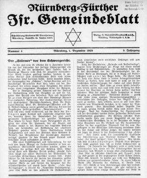 Der "Stürmer" vor dem Schwurgericht, Nürnberg-Fürther Isr. Gemeindeblatt 1. Dezember 1929