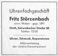 Werbung Uhrengeschäft Störzenbach in der Schülerzeitung <!--LINK'" 0:16--> Nr. 6 1956