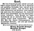 Zeitungsanzeige der Eltern <a class="mw-selflink selflink">Georg Heinrich Stengel</a> und  über die Beerdigung ihres Sohnes, September 1853