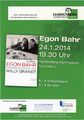 Flyer zur Lesung von Egon Bahr, Veranstaltung des Hardenberg Gymnasiums in Kooperation mit der Buchhandlung Edelmann, Jan 2014