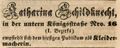 Werbeannonce der Kleidermacherin Katharina Schildknecht, April 1847