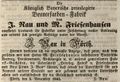 Zeitungsanzeige des Broncefarbenfabrikanten <a class="mw-selflink selflink">Isaak Rau</a>, November 1843
