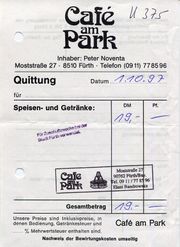 Quittung Cafe am Park 1997.jpg