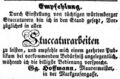 Zeitungsinserat des Maurermeisters Georg Hoffmann, Mai 1852
