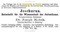 Anzeige Gusdorfer für Jeschurun, 1865