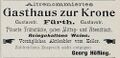 Werbeannonce "Zur Krone", Juli 1898