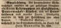 Anzeige von Babette Keller (wiederverheiratete 3. Ehefrau von Johann Wunderlich), November 1849