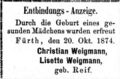 Zeitungsanzeige von <!--LINK'" 0:11-->, Oktober 1874