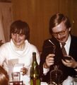 Elke Efstratiou bei einer Feier mit Kollegen aus dem Klinikum Fürth, ca. 1980