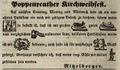 Zeitungsannonce des Wirts Nitzelberger, Einladung zur Poppenreuther Kirchweih, September 1843