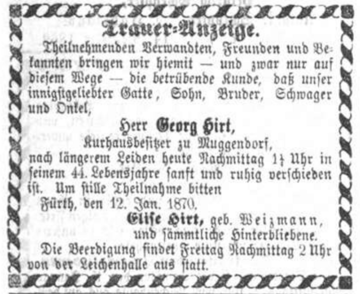 Datei:1870-01-14 Fränk.Kurier Todesanzeige Hirt.png